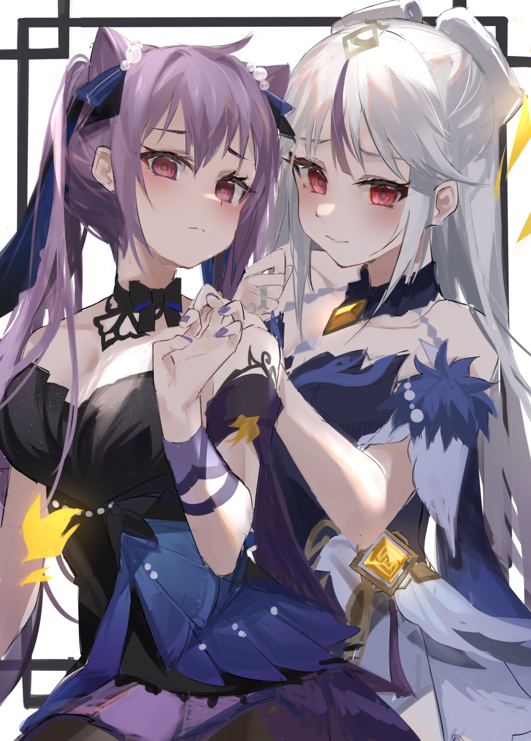 cleavage, dress, genshin_impact, keqing, kyoro_ina, ningguang