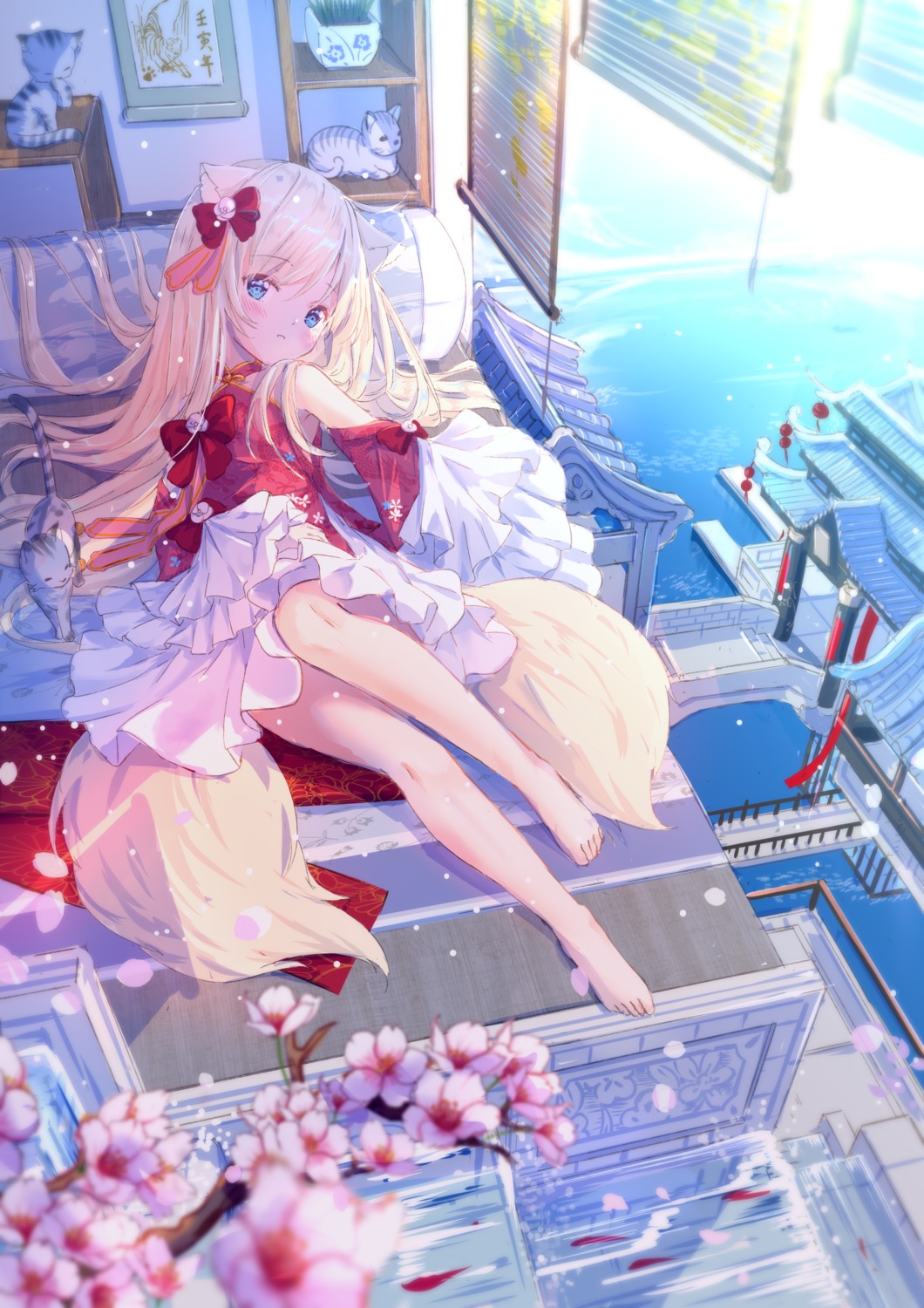 animal_ears, asian_clothes, neko, peas_(peas0125), tail