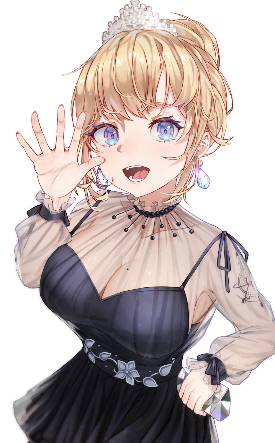 dress, foongsheng, hololive, hololive_english, no_bra, see_through, watson_amelia