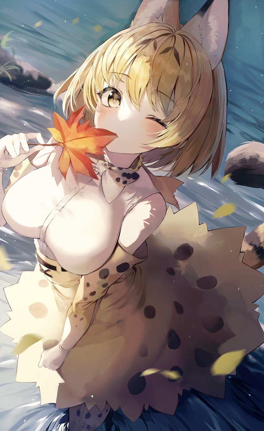 animal_ears, animal_ears_(artist), kemono_friends, serval, tail, wet