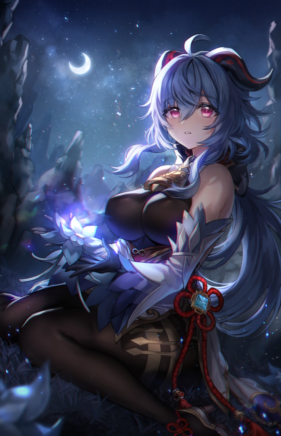 asian_clothes, ganyu, genshin_impact, gz_(gyoju), heels, horns