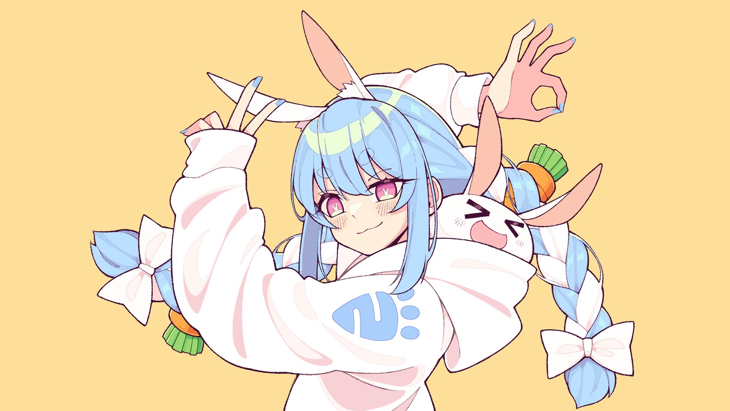 animal_ears, bunny_ears, hololive, unexistarts, usada_pekora, wallpaper