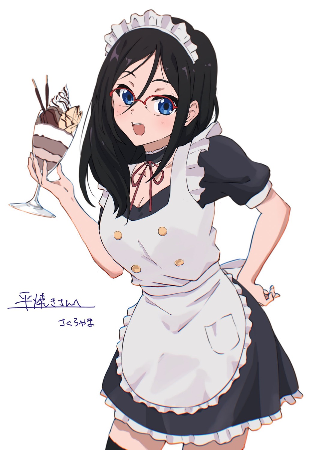 cleavage, hibike!_euphonium, maid, megane, sakurayama_(59_sakurayama), tanaka_asuka, thighhighs