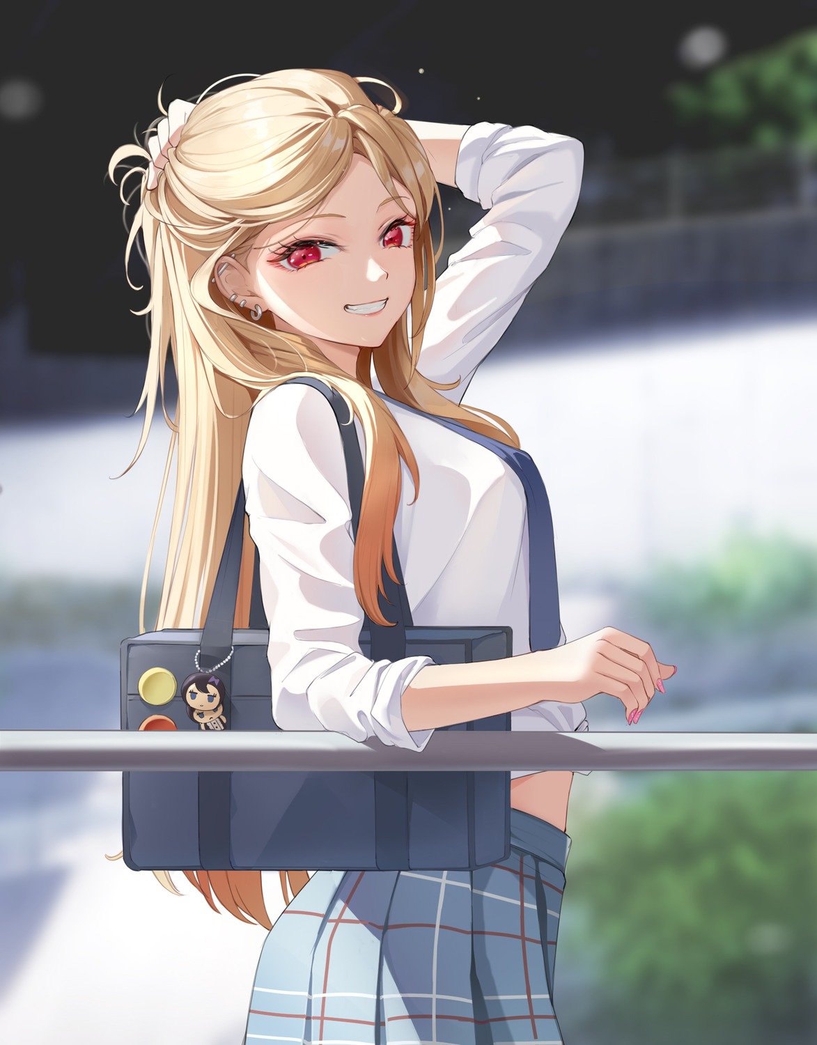 amco, kitagawa_marin, seifuku, shirt_lift, sono_bisque_doll_wa_koi_wo_suru