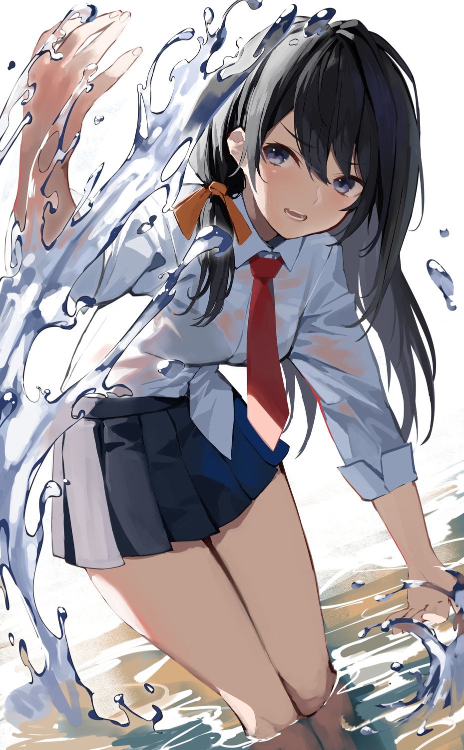 amagasa_yun, see_through, seifuku, wet, wet_clothes