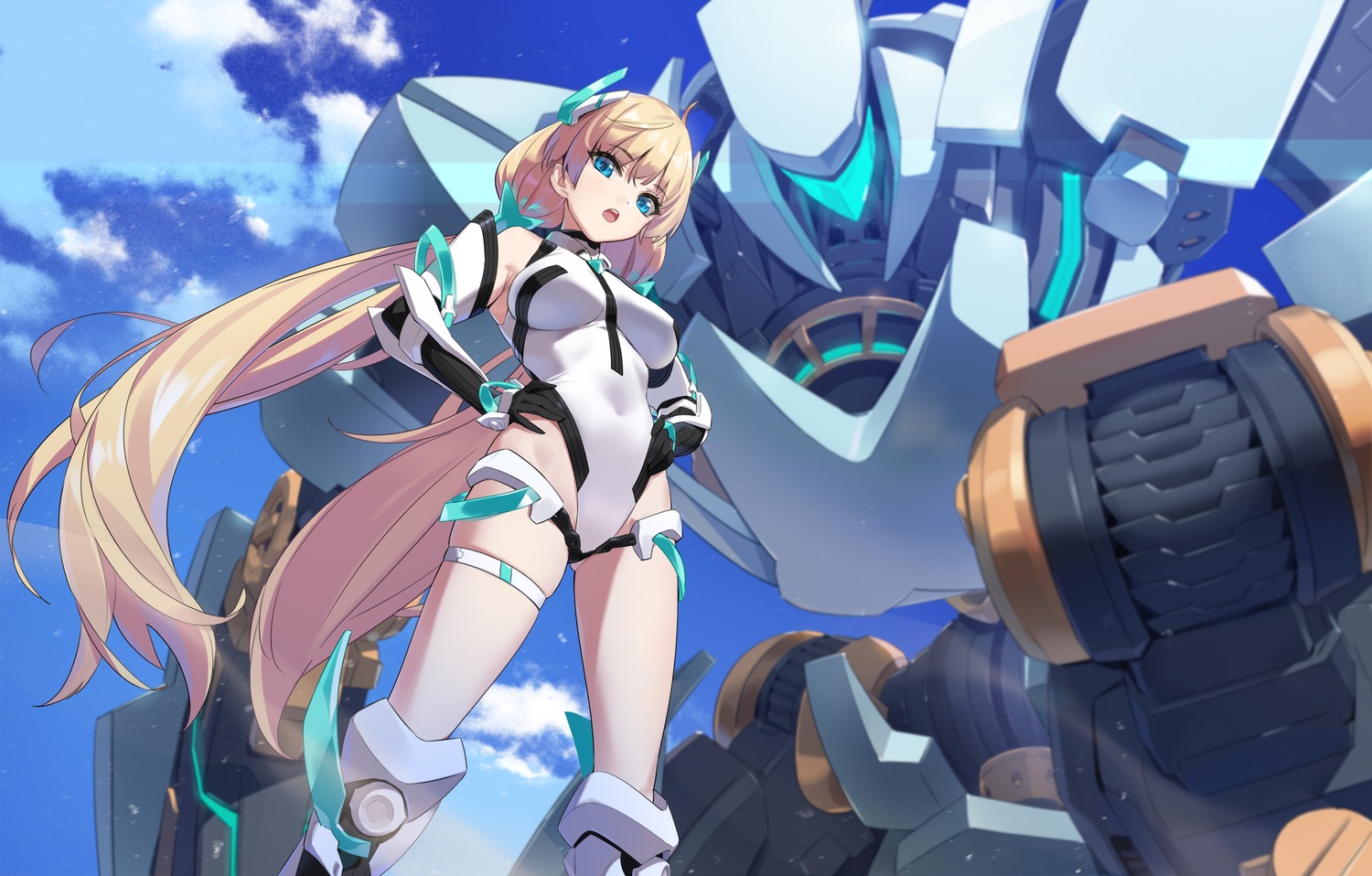 angela_balzac, garter, leotard, mecha, rakuen_tsuihou, yd_(orange_maru)