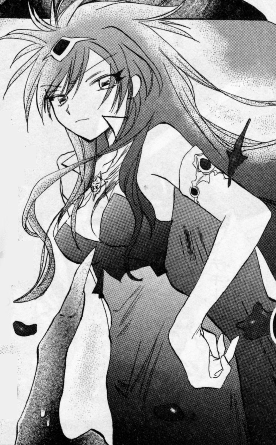 cleavage, dress, galaxy_angel, galaxy_angel_ii, kanan, monochrome, tequila_marjoram
