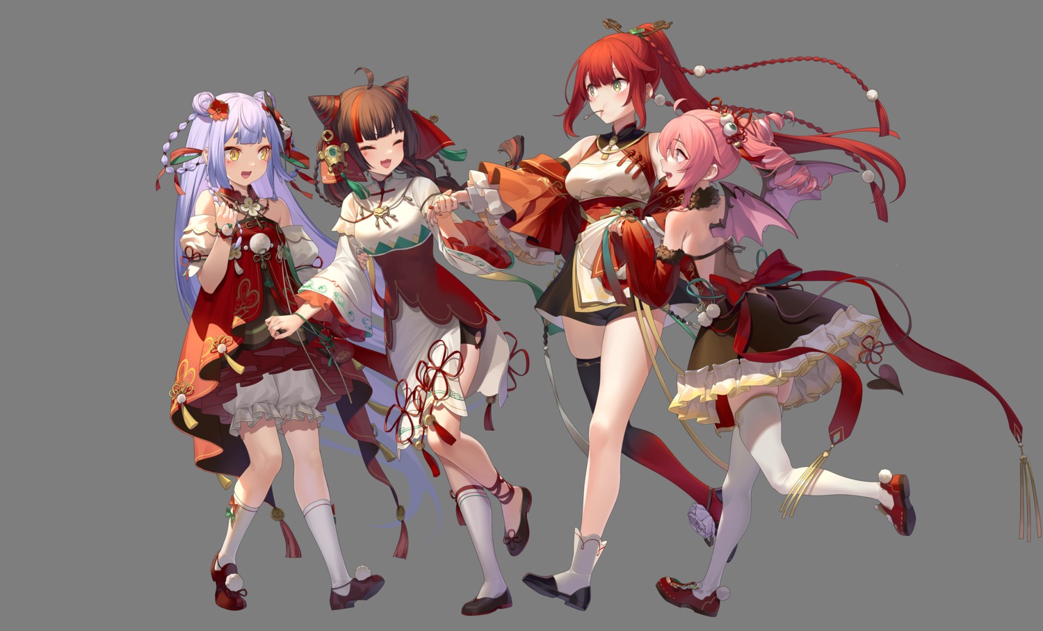 asian_clothes, azusa_(virtuareal), bloomers, chaoslive, crossover, hiseki_erio, hiseki_erio_channel, japanese_clothes, tagme, thighhighs, transparent_png, virtuareal, xiaokexuemei_(virtuareal), zaodao_ji