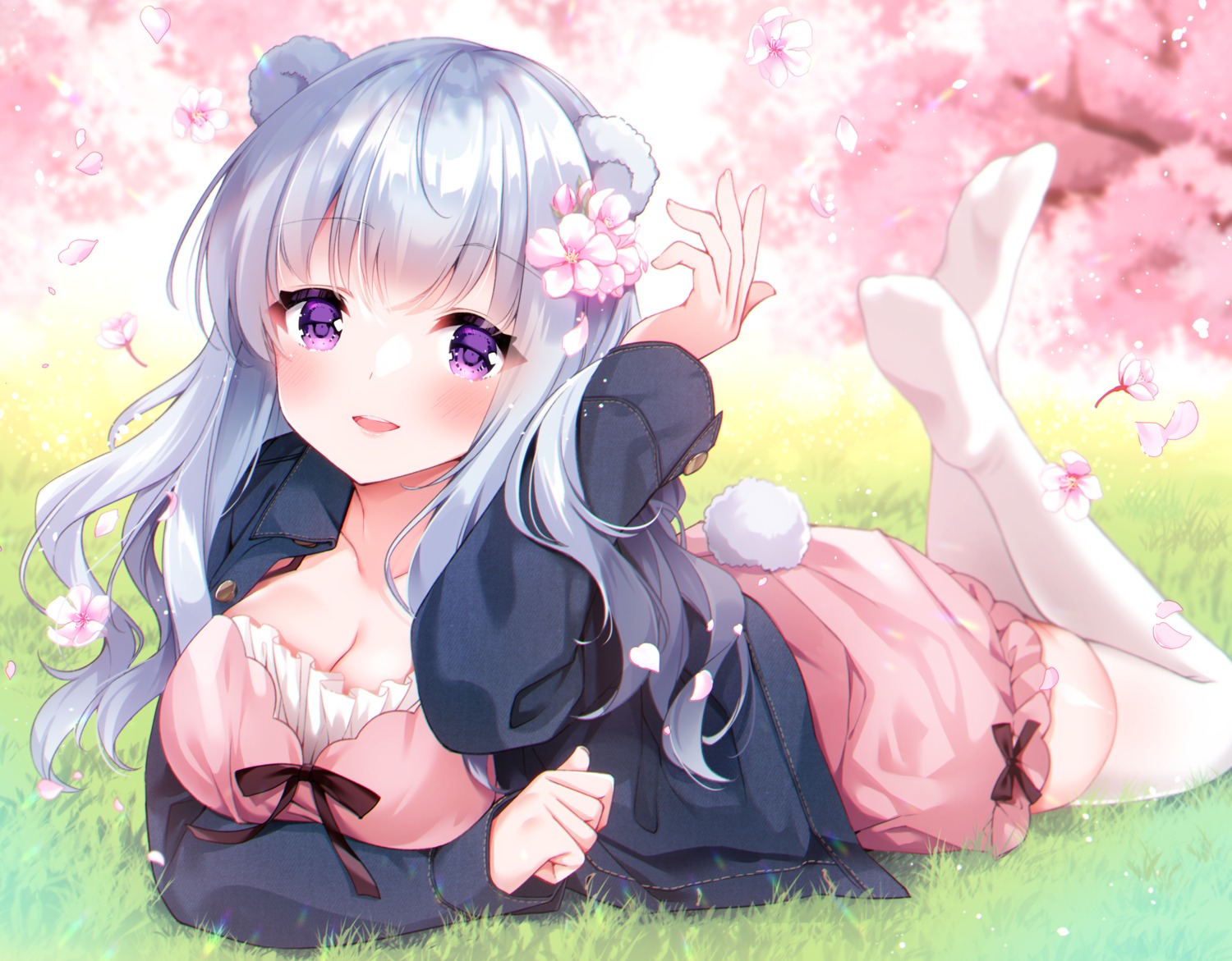 animal_ears, cleavage, dress, koiko_iloli, marie_(koiko_iloli), tail, thighhighs