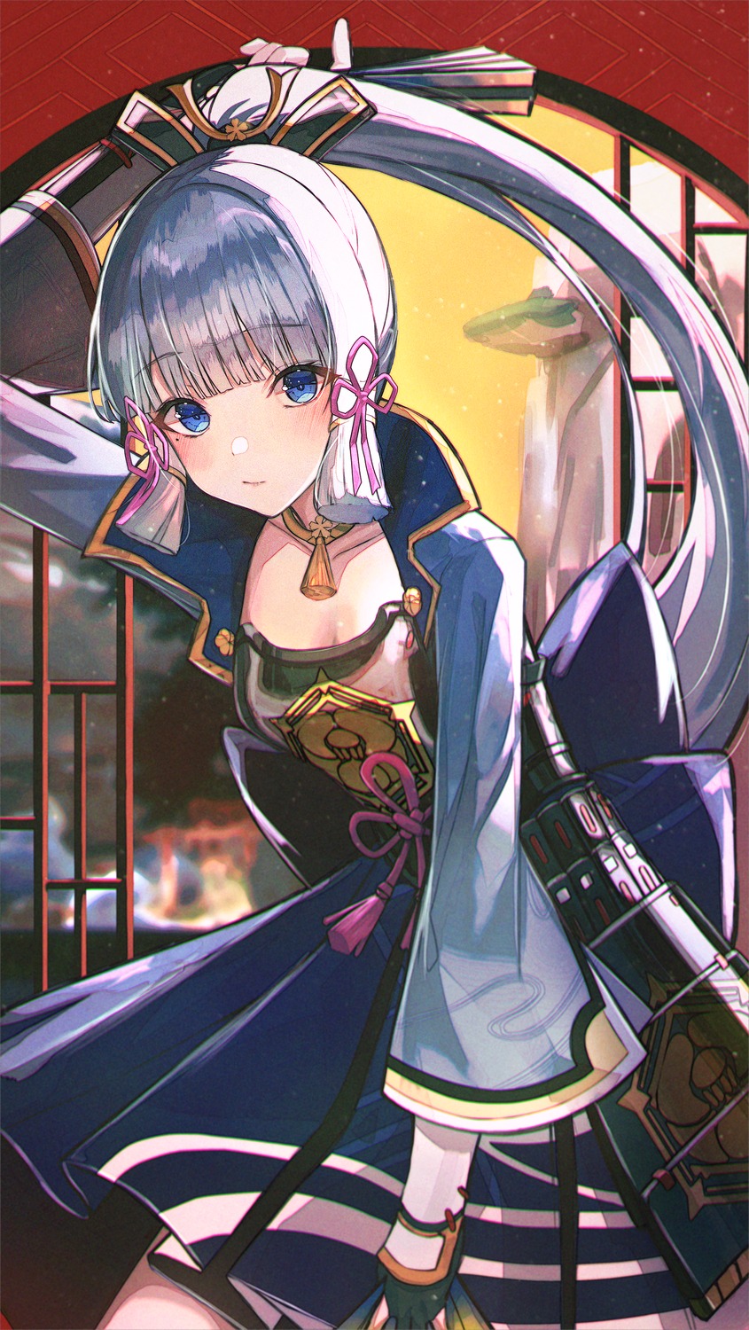 armor, cleavage, genshin_impact, japanese_clothes, kamisato_ayaka, merryj