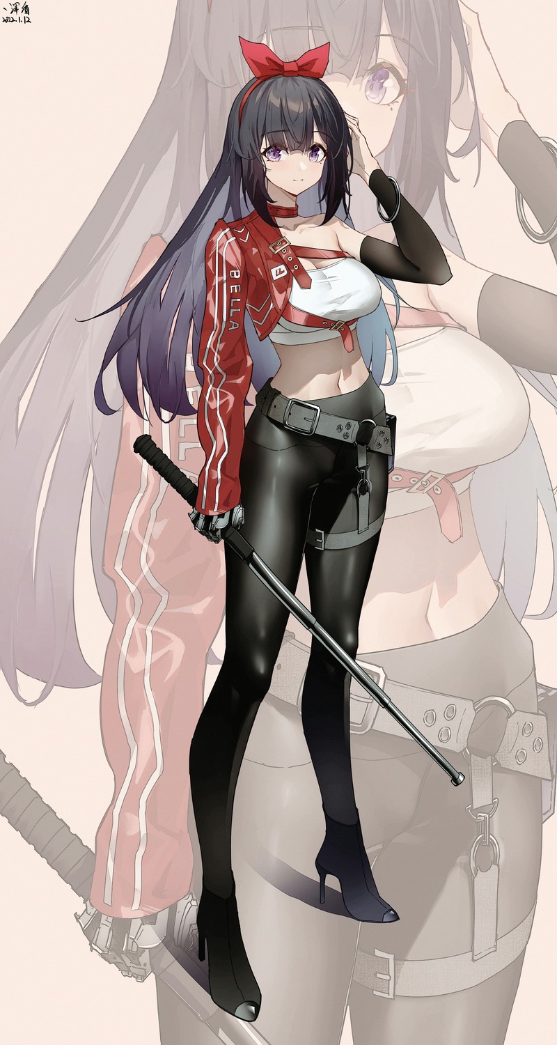 a-soul, bella_(a-soul), cleavage, garter, heels, hundun_no_bifang, weapon