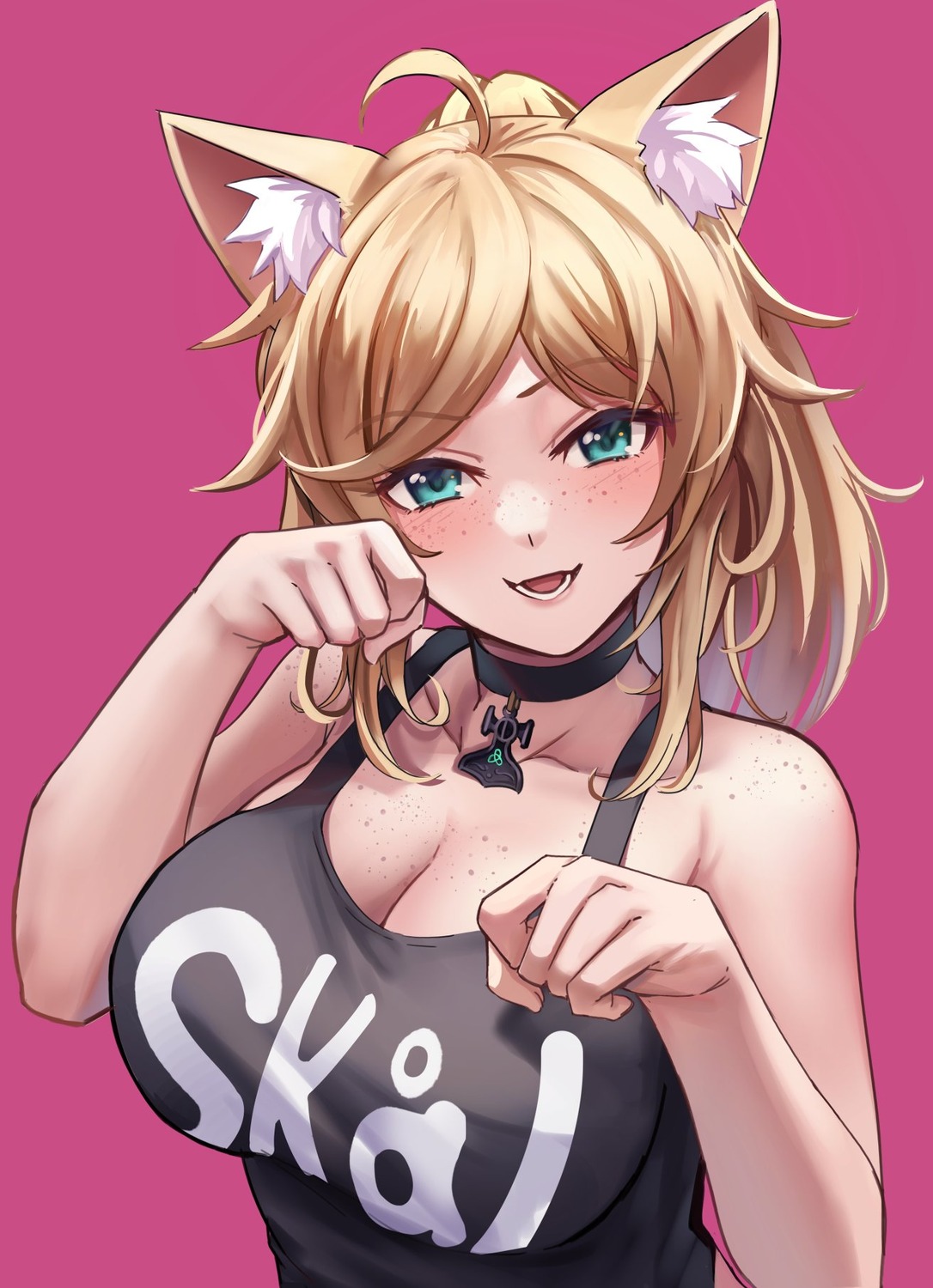 animal_ears, cleavage, nekomimi, wszkii