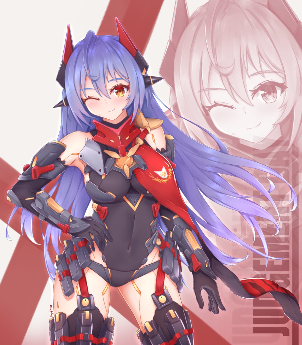 hana_(xenoblade_2), hana_jd, kyl490, leotard, mecha_musume, stockings, thighhighs, xenoblade_(series), xenoblade_2