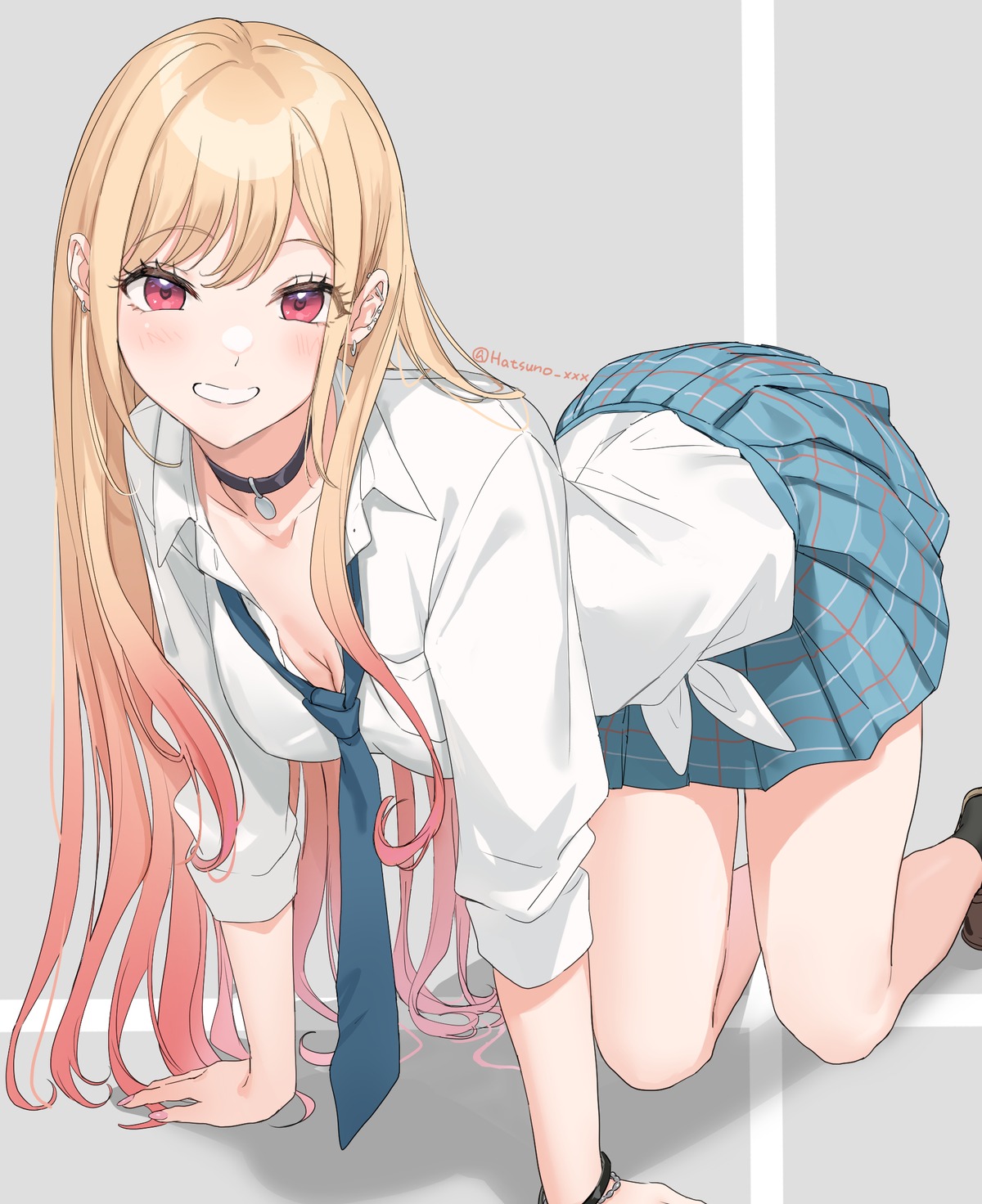cleavage, hatsuno_xxx, kitagawa_marin, open_shirt, seifuku, sono_bisque_doll_wa_koi_wo_suru