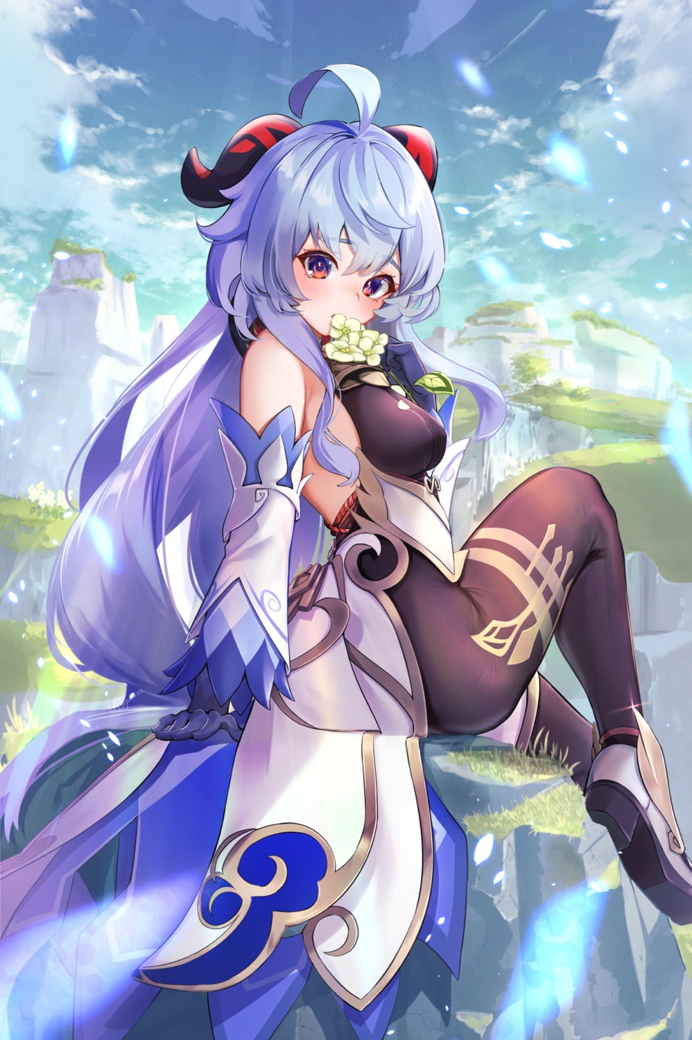 asian_clothes, ganyu, genshin_impact, heels, horns, trapiorra