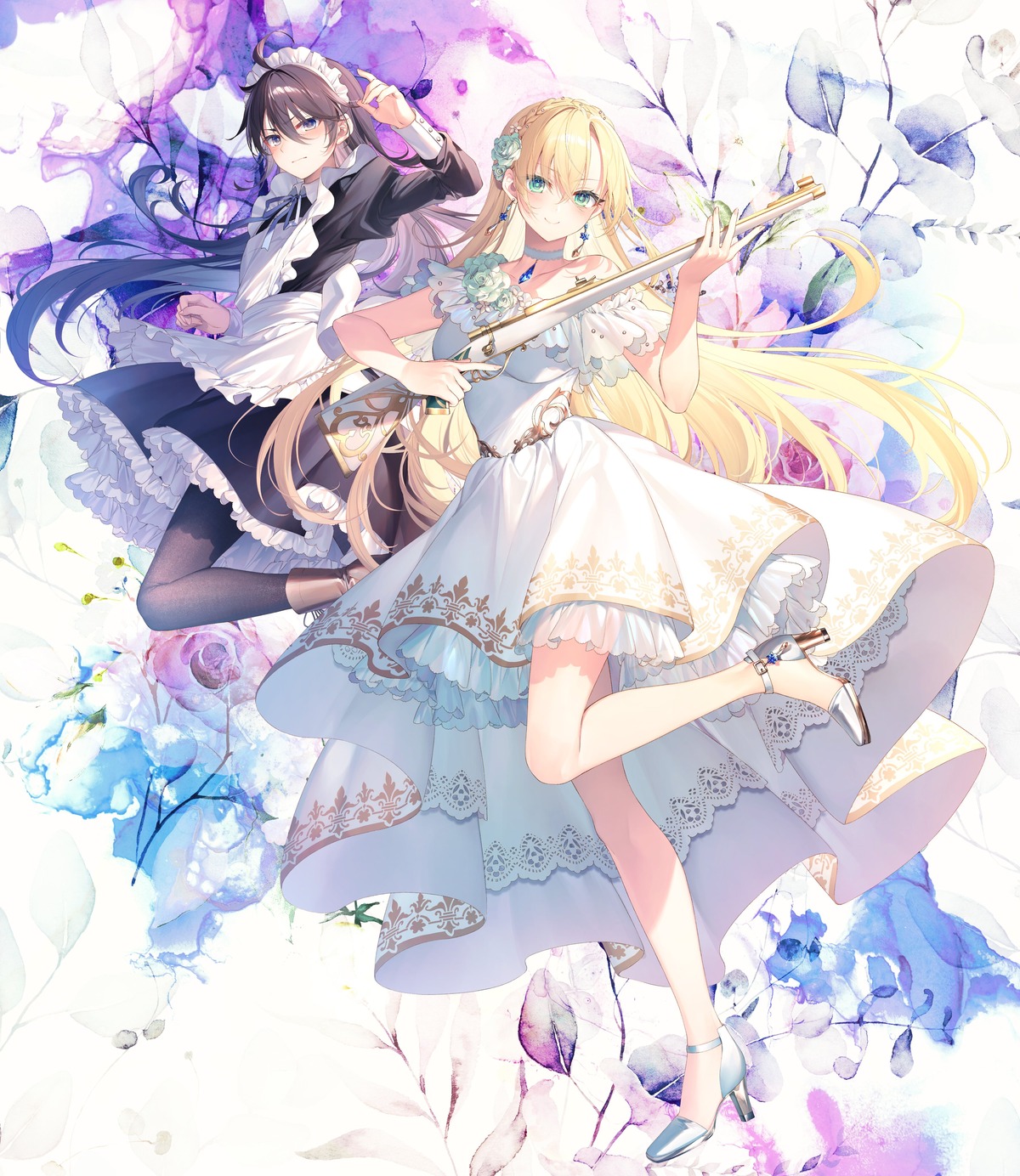 dress, gun, heels, leonis_death_magnus, maid, regina_mercedes, see_through, seiken_gakuin_no_maken_tsukai, toosaka_asagi, trap