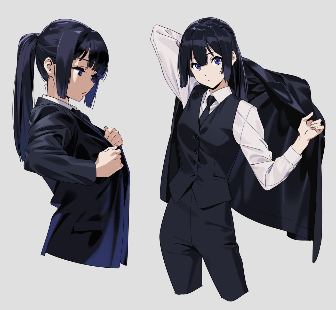 business_suit, hibike!_euphonium, kamo_kamen, kousaka_reina, undressing