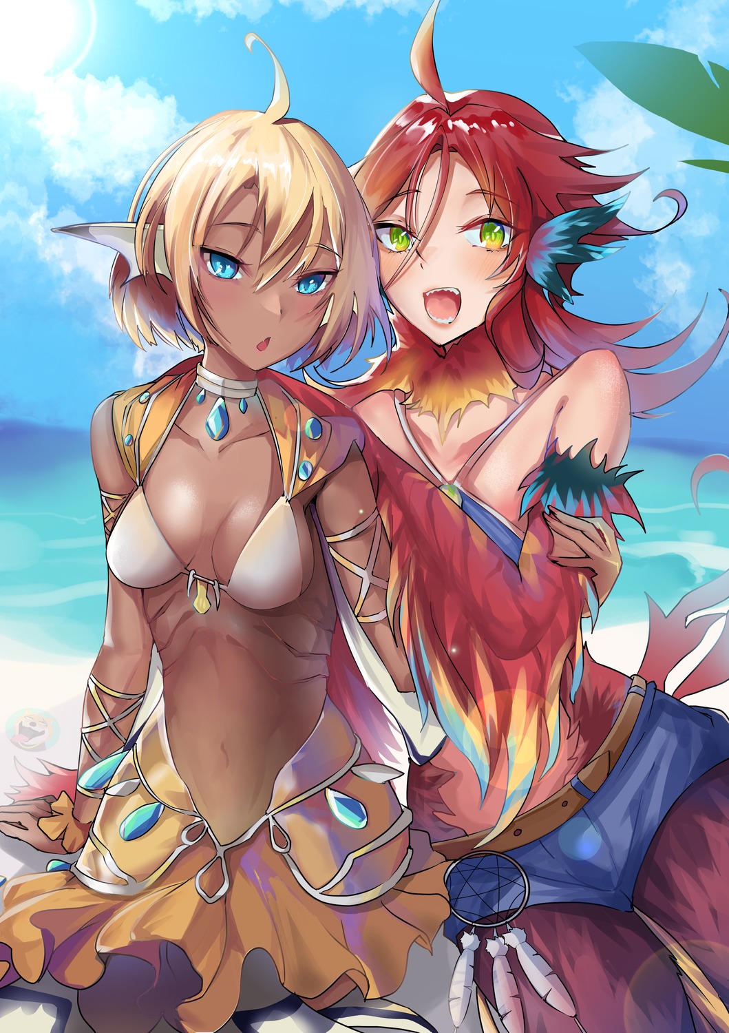 asuo, bikini, illy, lulala_heine, mermaid, monster_girl, monster_musume_no_oisha-san, swimsuits, tail, wings