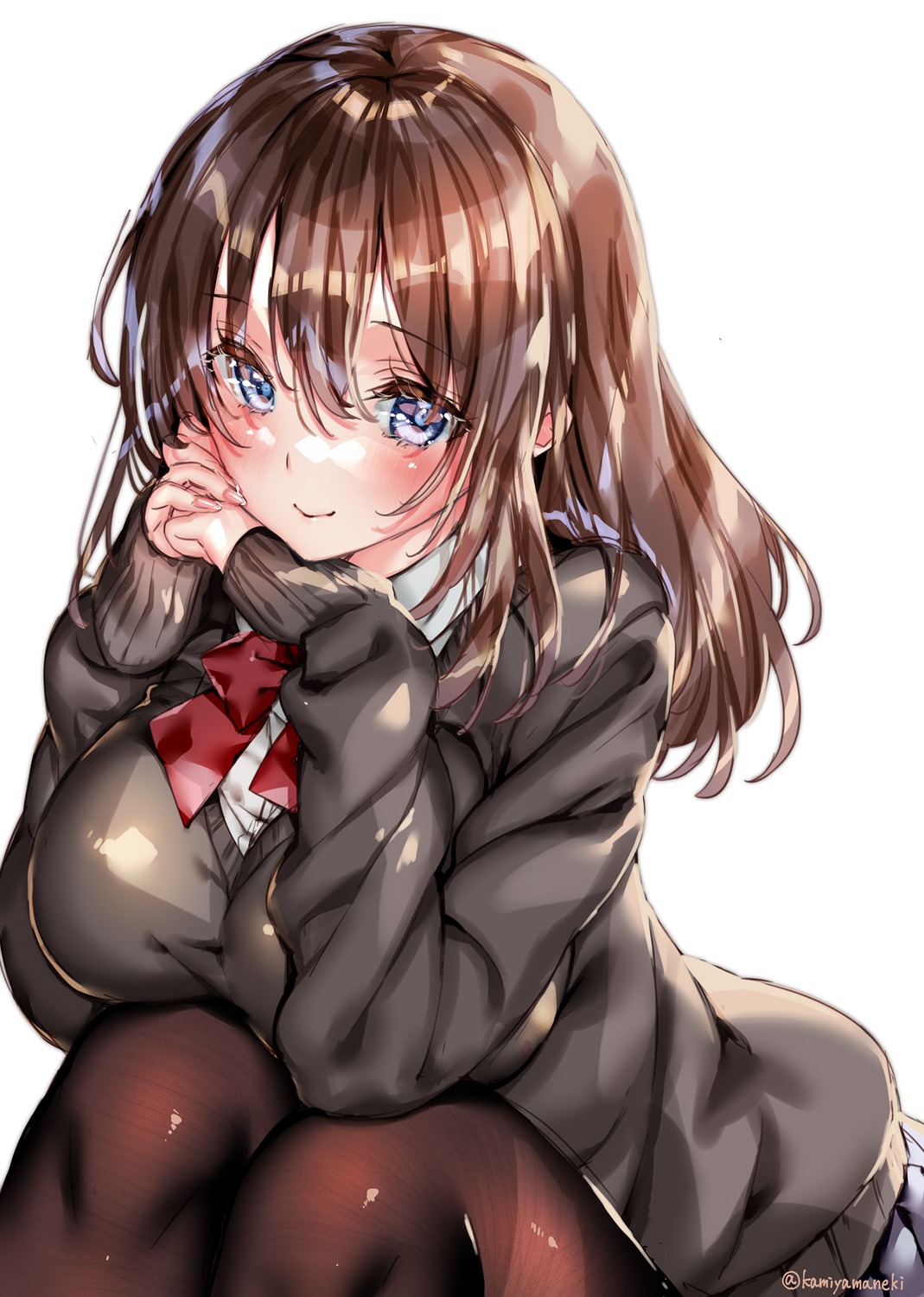 kamiya_maneki, pantyhose, seifuku, sweater