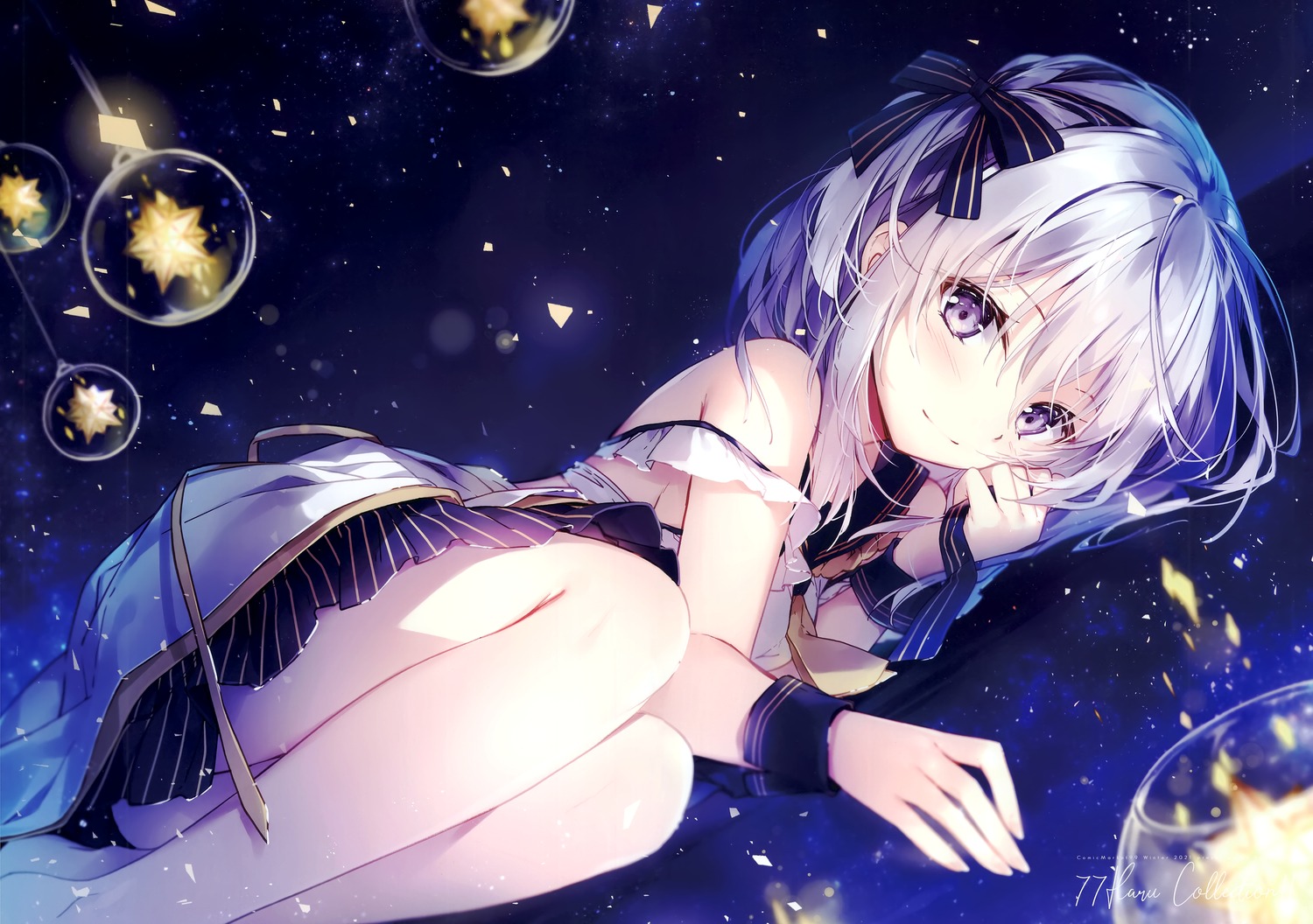 emori_miku_project, ezuki_luna, haru_mochi, mochizuki_shiina, seifuku, skirt_lift