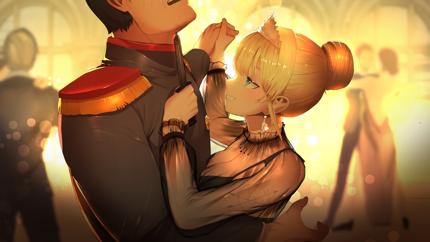 dress, hololive, hololive_english, ro_g_(oowack), see_through, uniform, watson_amelia, weapon