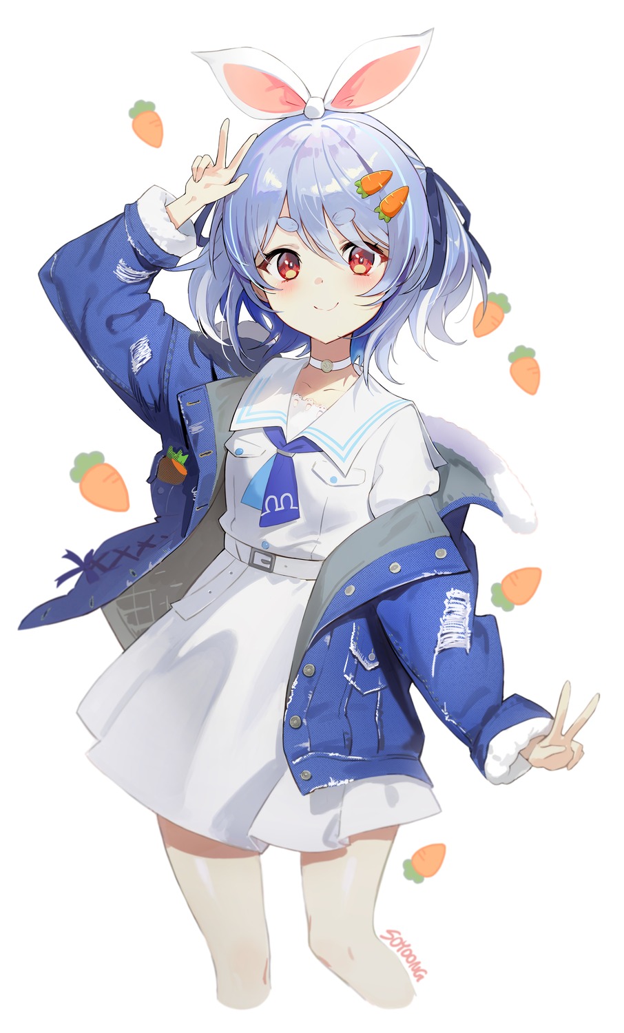 animal_ears, bunny_ears, hololive, seifuku, soyoong_jun, usada_pekora