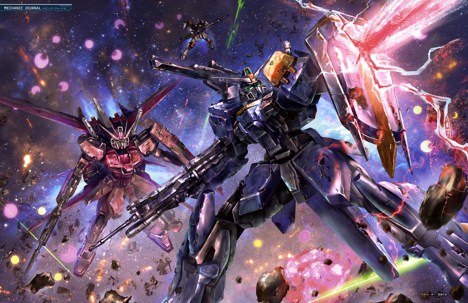 buster_gundam, duel_gundam, gun, gundam, gundam_seed, mecha, strike_rouge
