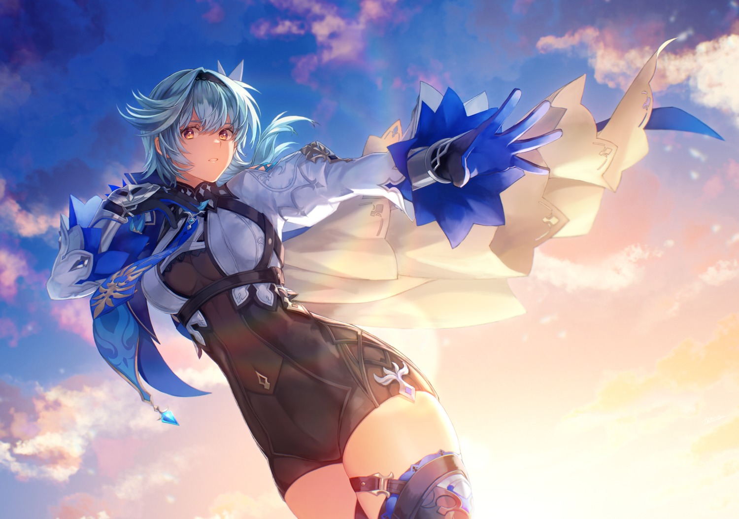 eula, garter, genshin_impact, kankitsurui_(house_of_citrus), thighhighs
