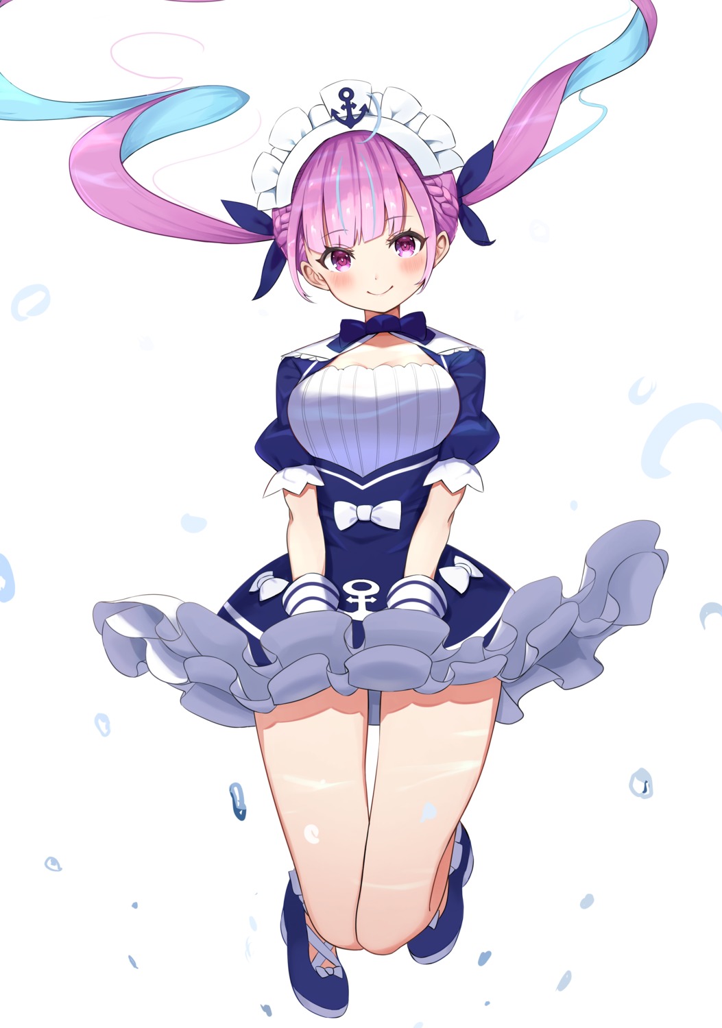 hololive, maid, minato_aqua, ringopan, skirt_lift