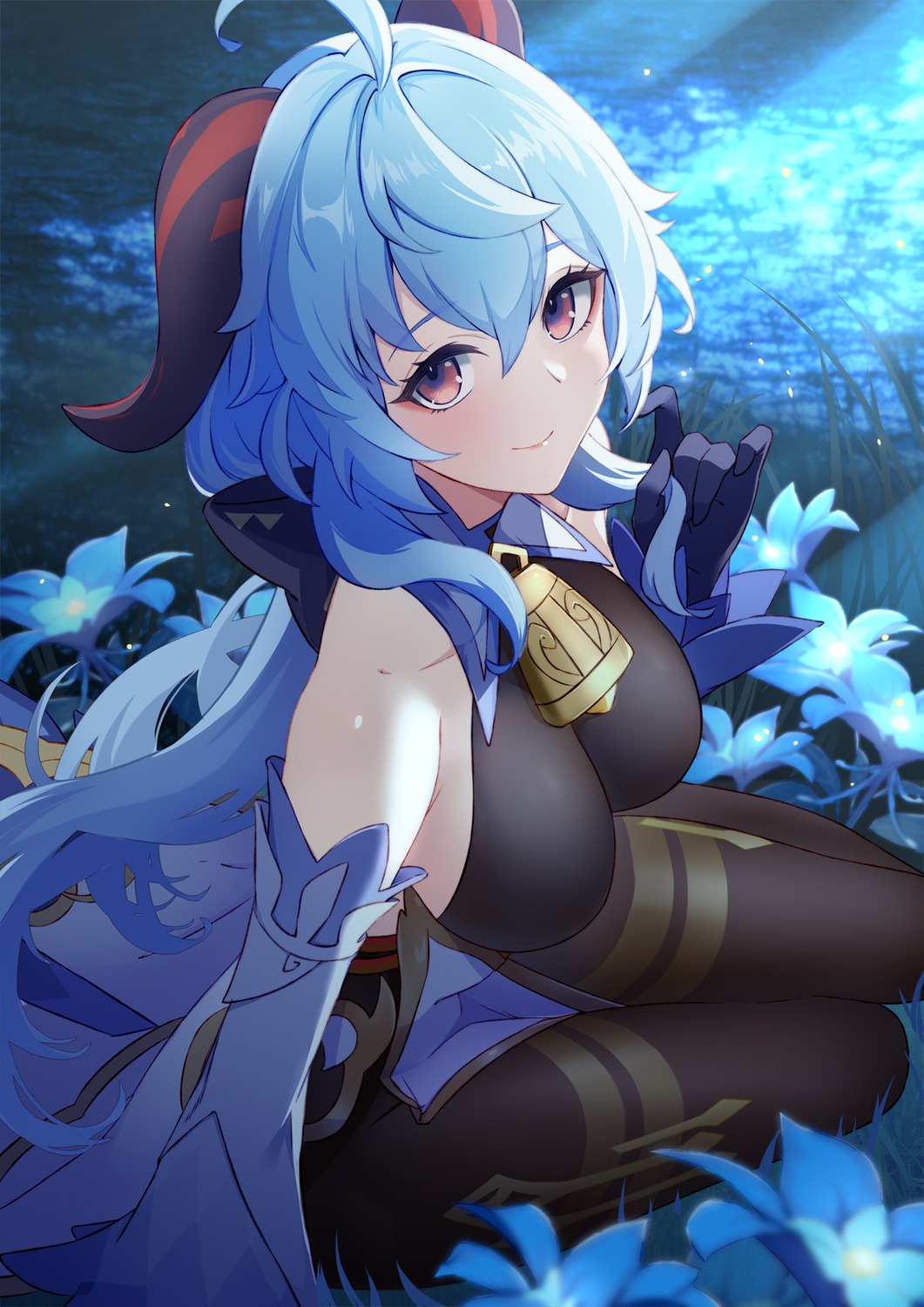 asian_clothes, ganyu, genshin_impact, horns, pantyhose, tyenka7728