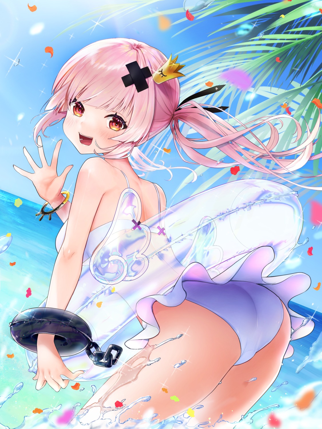 ass, indie_virtual_youtuber, skirt_lift, sunano_reona, swimsuits, tokusari_kukuri, wet, wings