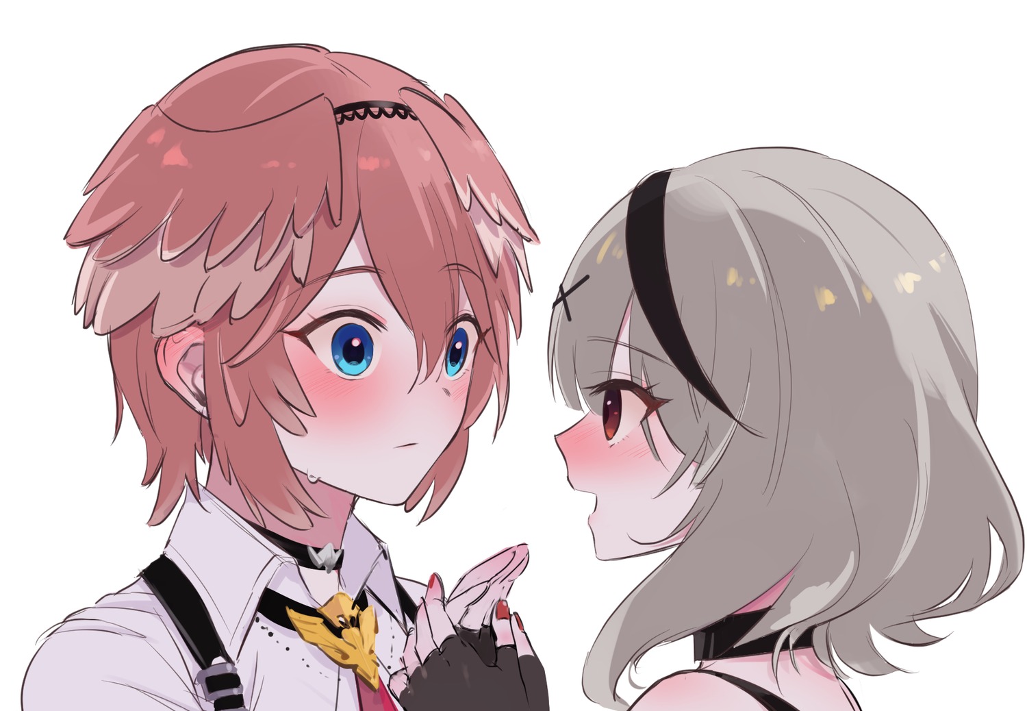 hololive, mirekhot, sakamata_chloe, takane_lui, uniform, wings, yuri