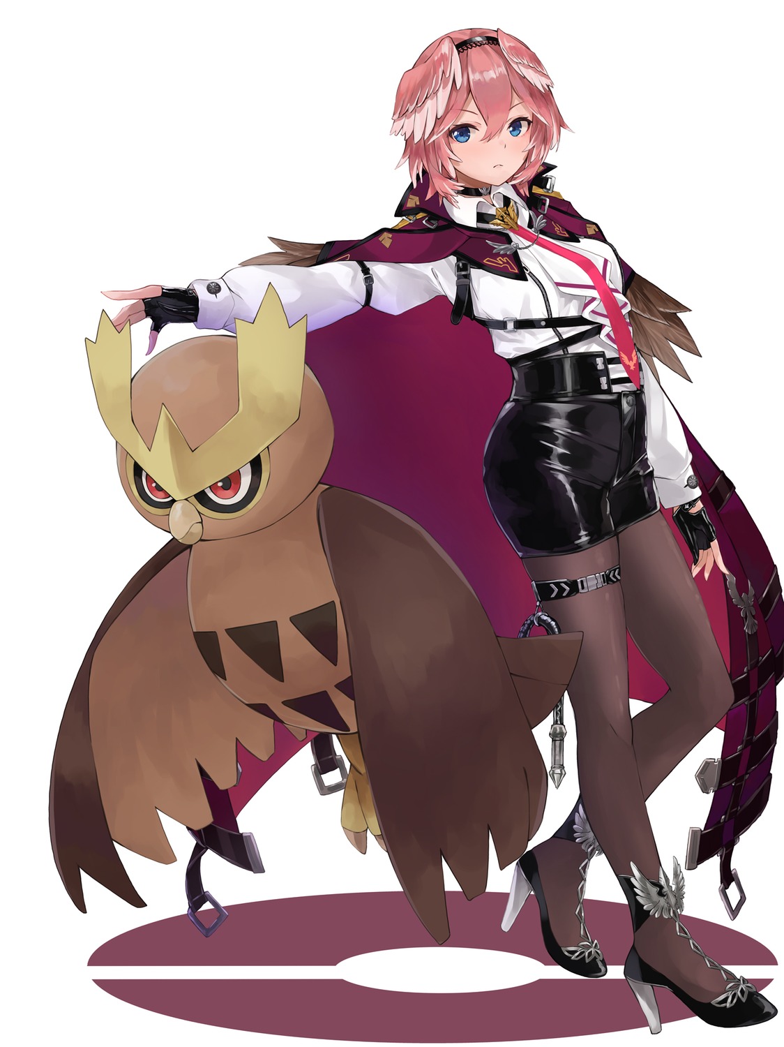 crossover, garter, heels, hololive, konkito, noctowl, pantyhose, pokemon