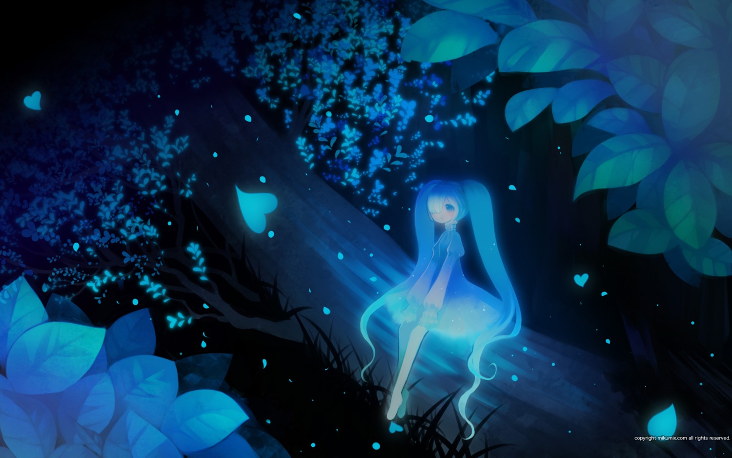 dress, hatsune_miku, landscape, putidevil, vocaloid, wallpaper
