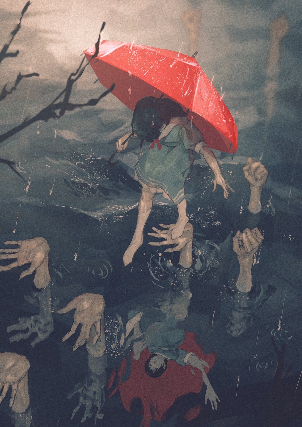 neg, seifuku, umbrella
