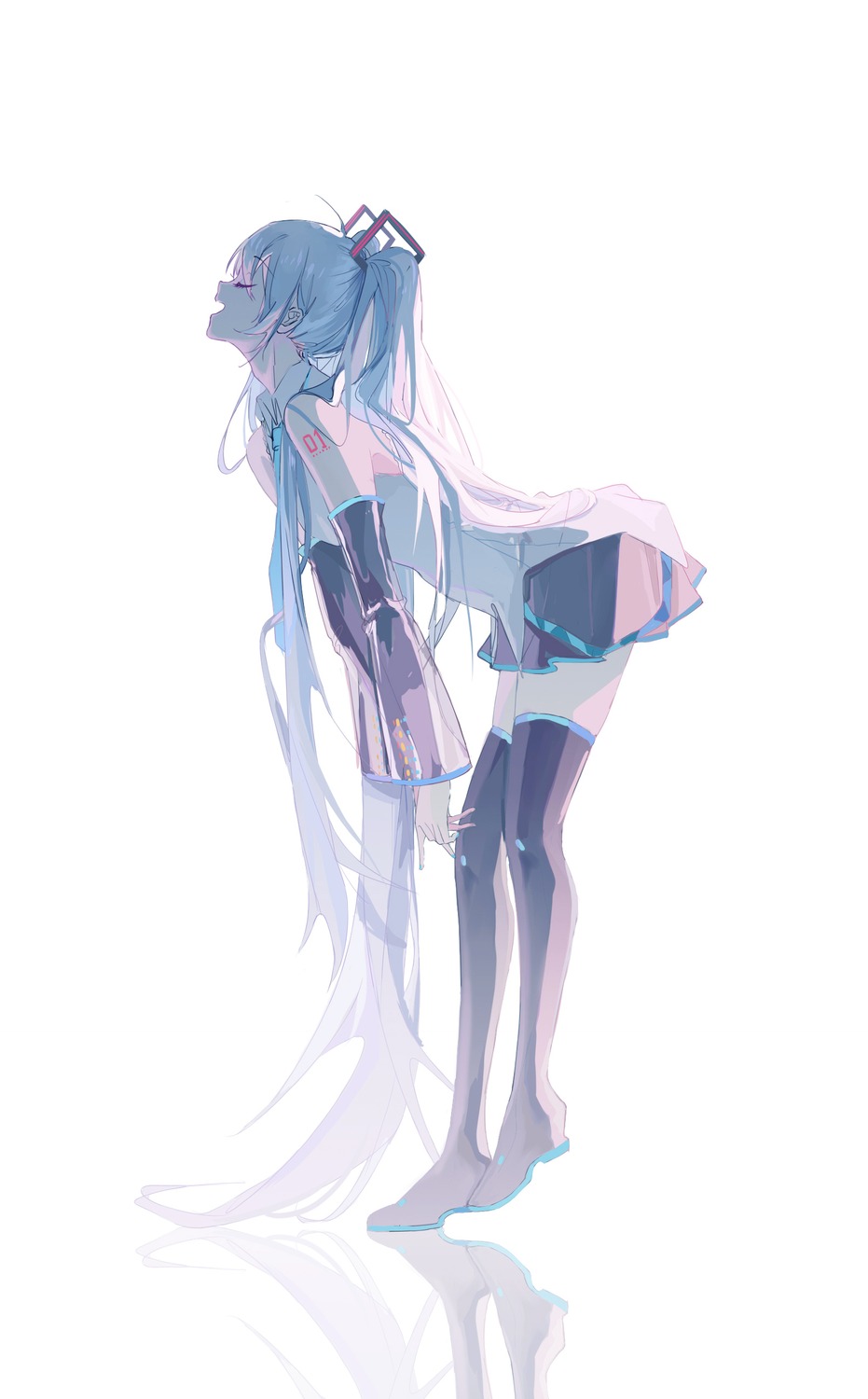 ake, hatsune_miku, tattoo, thighhighs, vocaloid