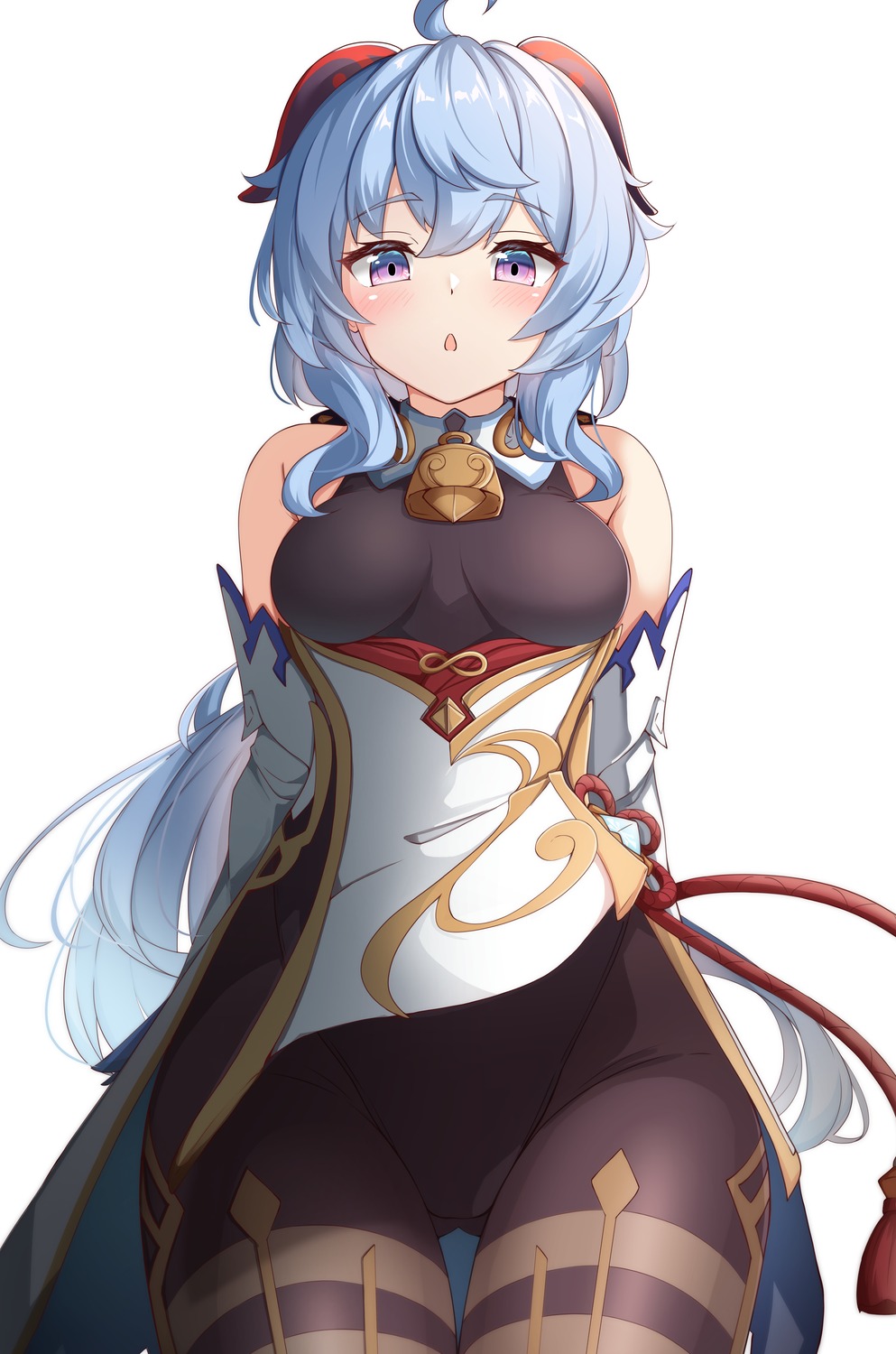 asian_clothes, ganyu, genshin_impact, horns, leotard, moyoron, pantyhose
