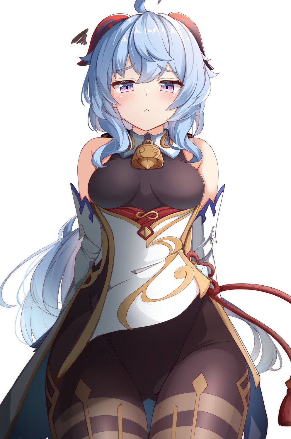 asian_clothes, ganyu, genshin_impact, horns, leotard, moyoron, pantyhose