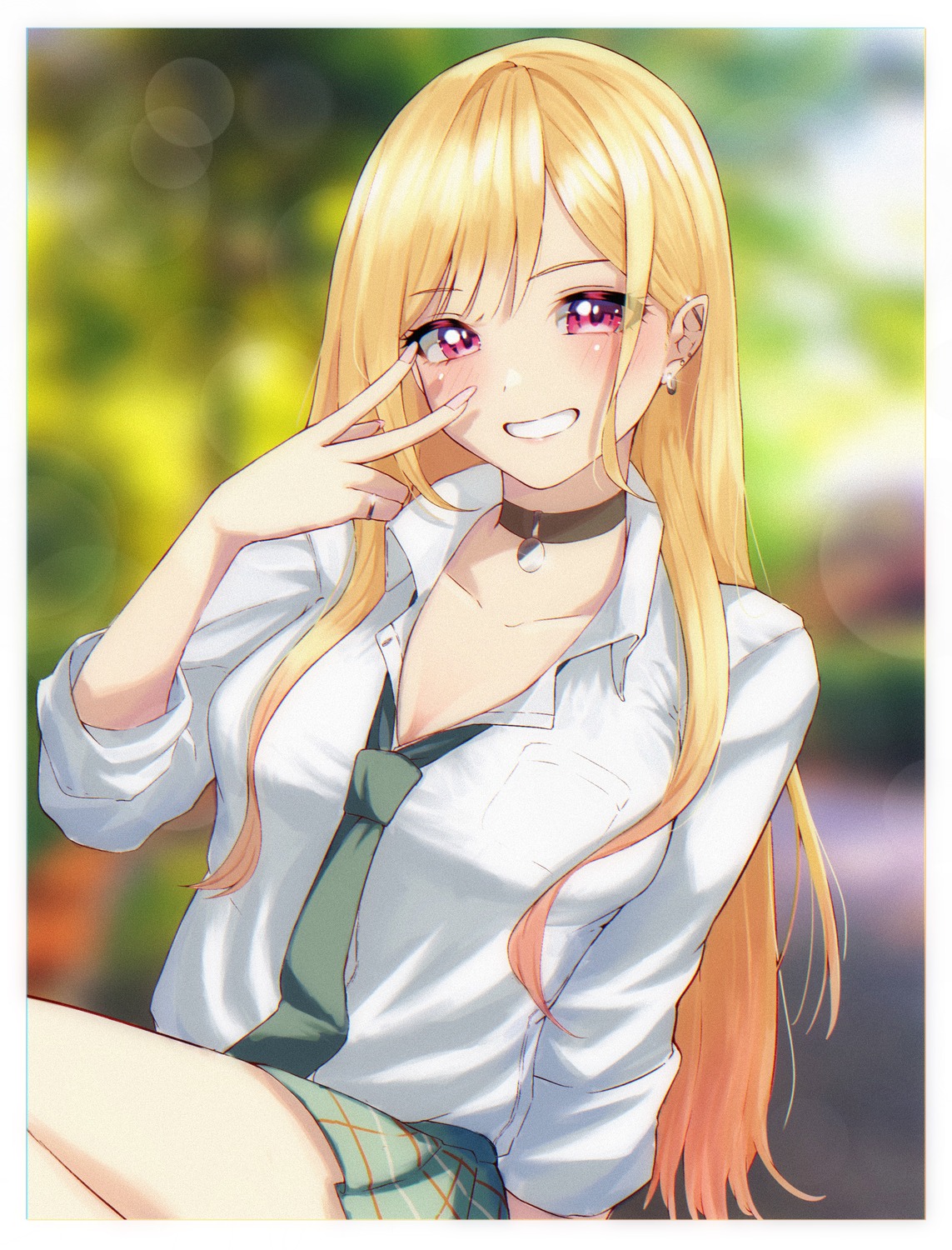 cleavage, kitagawa_marin, open_shirt, seifuku, shooot108, sono_bisque_doll_wa_koi_wo_suru