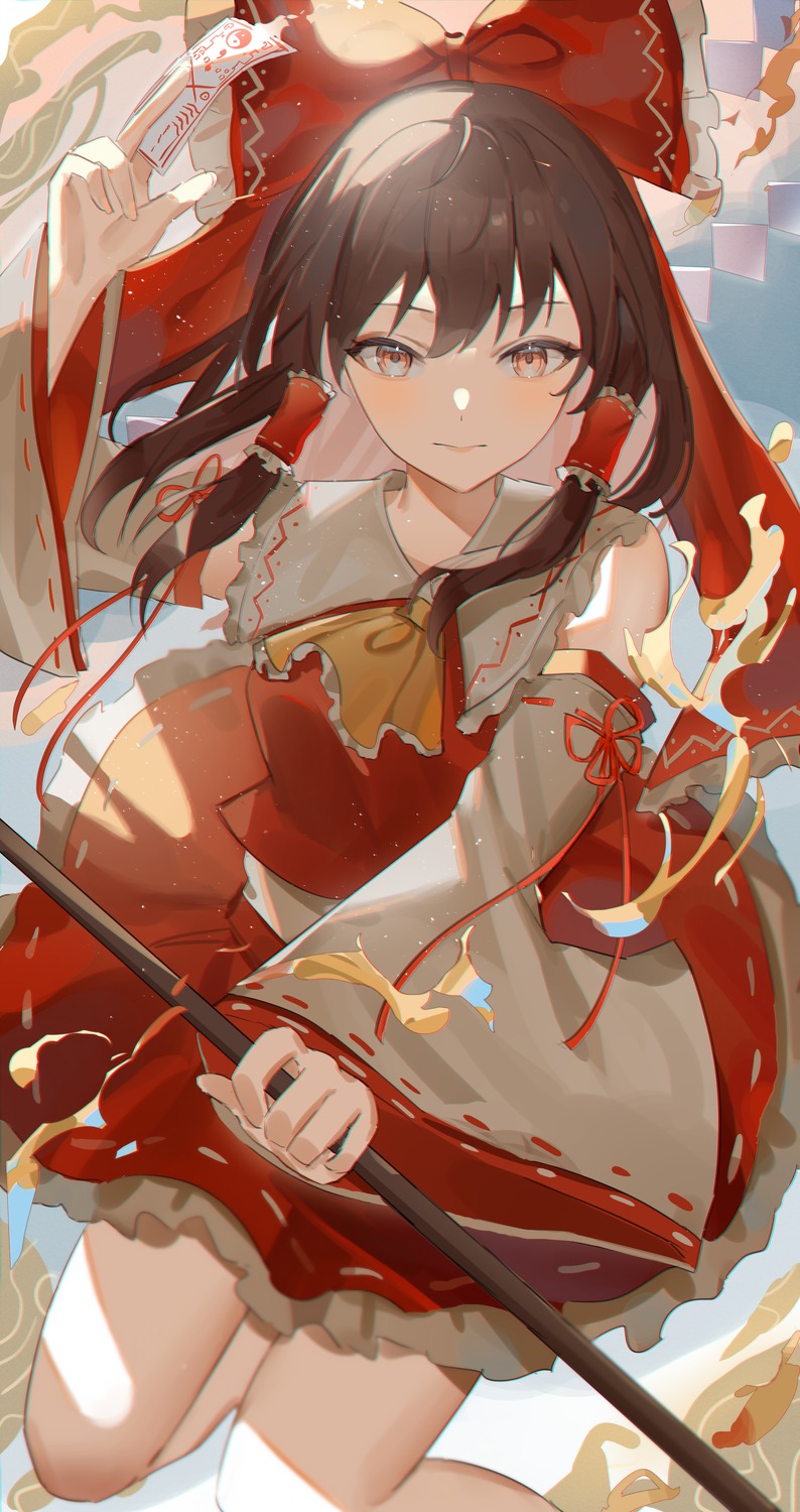 gurina, hakurei_reimu, skirt_lift, touhou