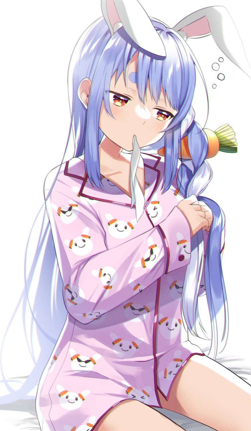 animal_ears, bunny_ears, hololive, kazepana, pajama, usada_pekora