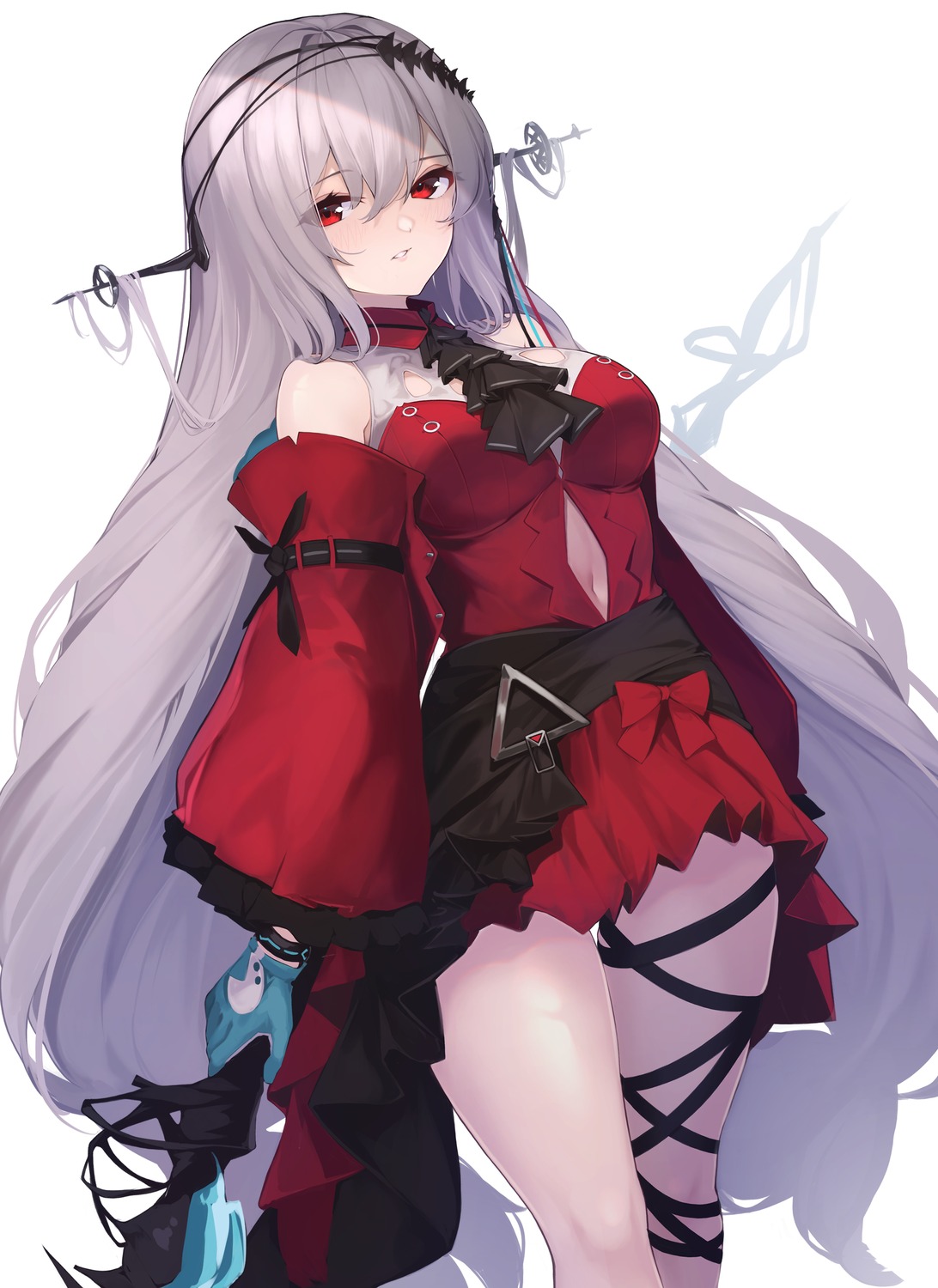 arknights, dress, garter, mari0ball, skadi_(arknights)