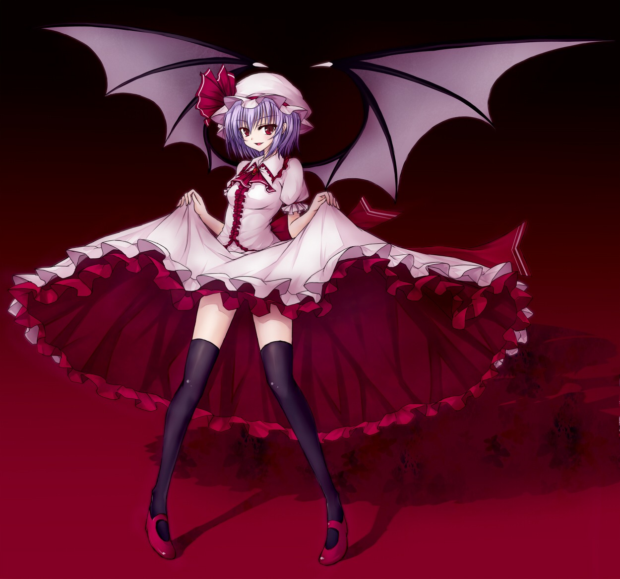 remilia_scarlet, thighhighs, touhou, utakata, wings