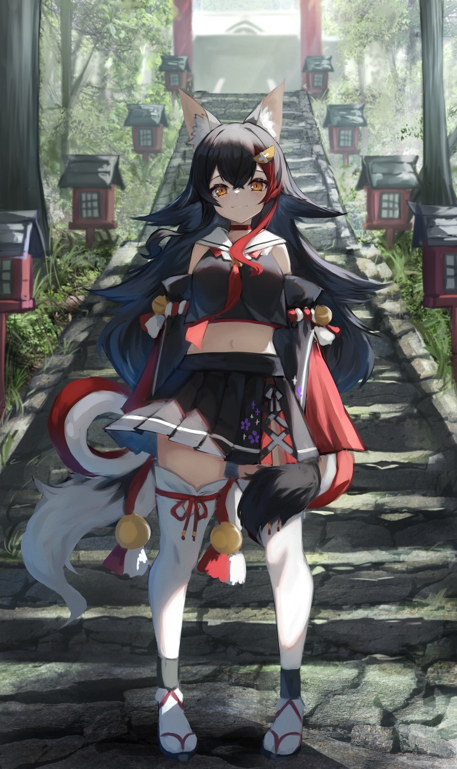 animal_ears, hololive, hololive_gamers, inre_kemomimi, ookami_mio, thighhighs