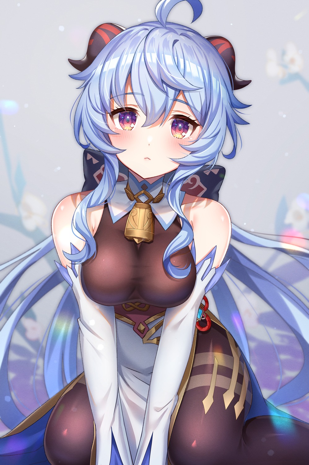 asian_clothes, ganyu, genshin_impact, horns, pantyhose, umishima_rinta