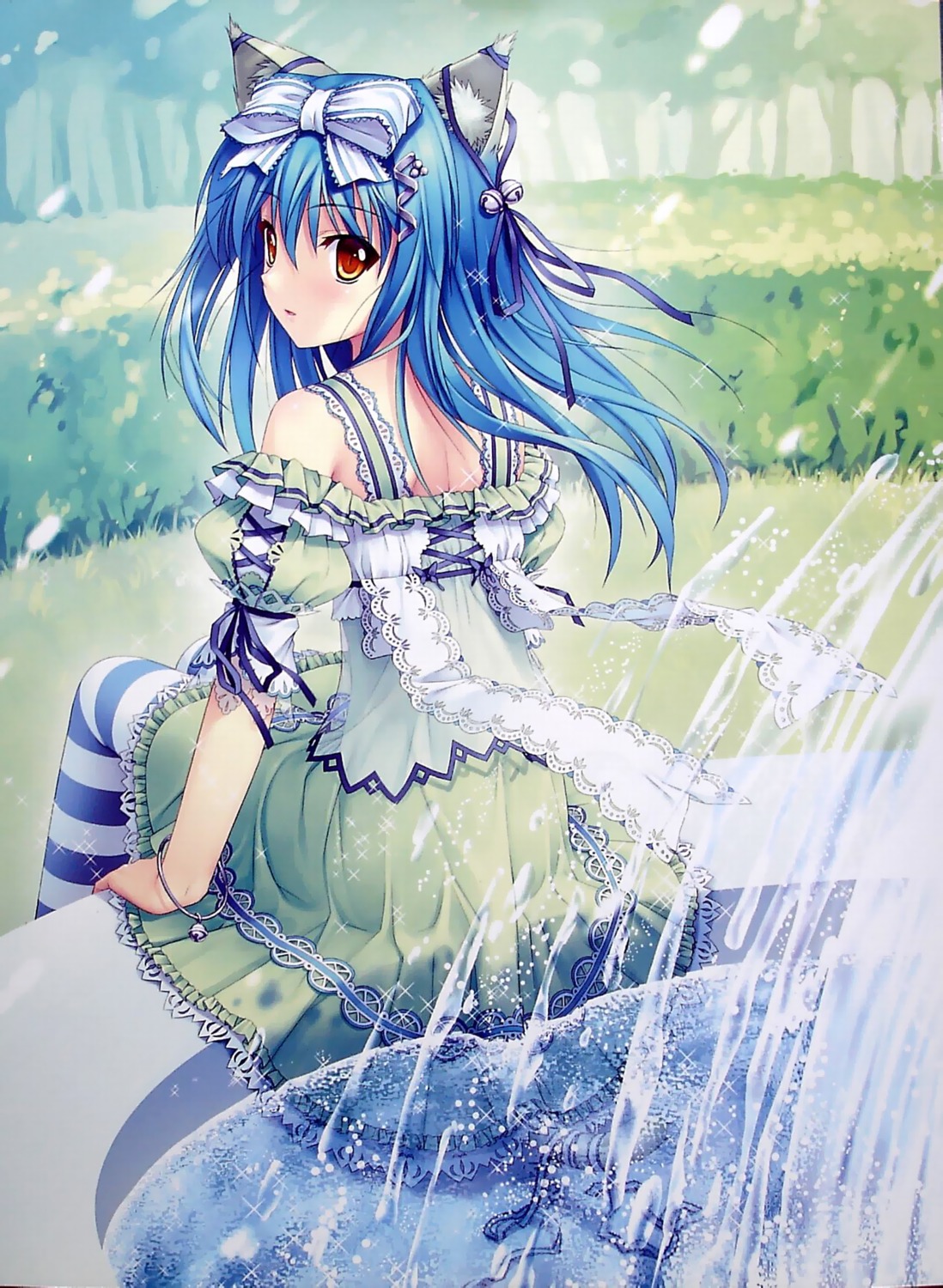 animal_ears, dress, icqoo, jpeg_artifacts, lolita_fashion, nekomimi, sayori, tail