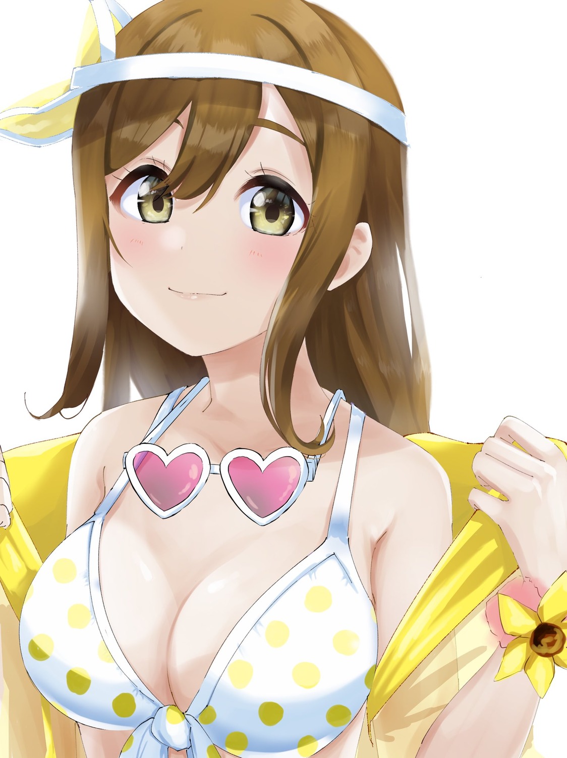 bikini_top, hanamaruyama628, megane, open_shirt, swimsuits, undressing