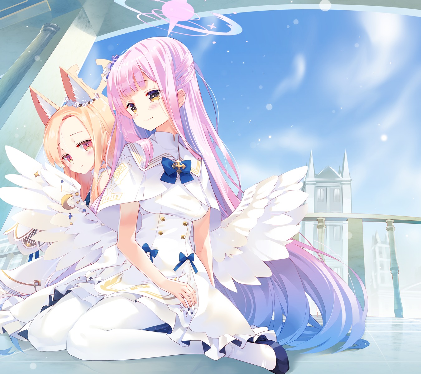 angel, animal_ears, arikawa_satoru, blue_archive, misono_mika, pantyhose, seifuku, wings