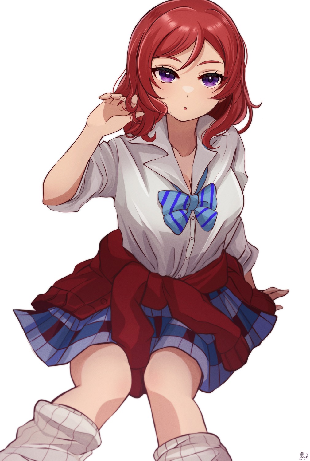 cleavage, love_live!, love_live!_(series), nishikino_maki, pukonuu, seifuku, sweater
