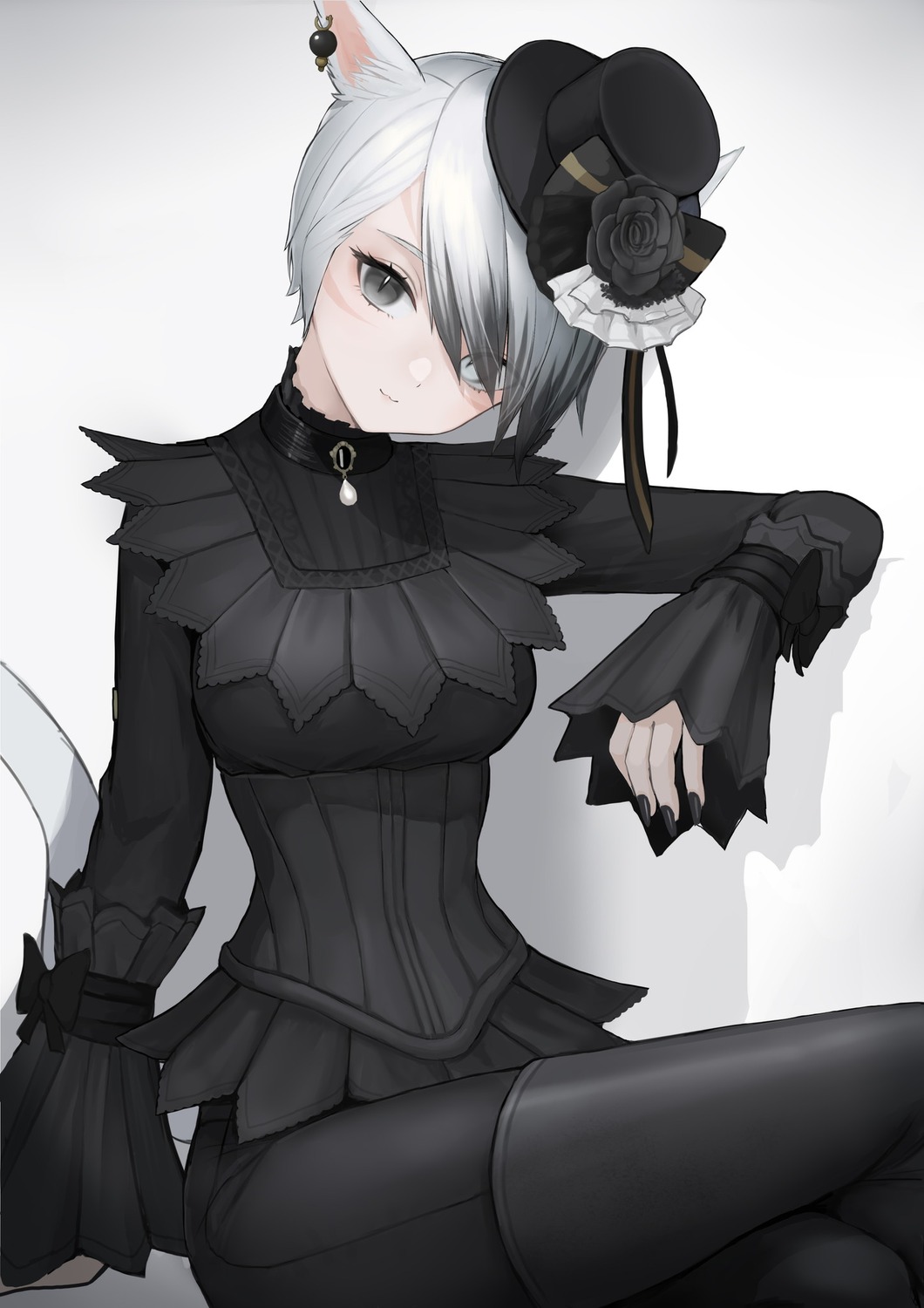animal_ears, mihato_senba, tail, thighhighs